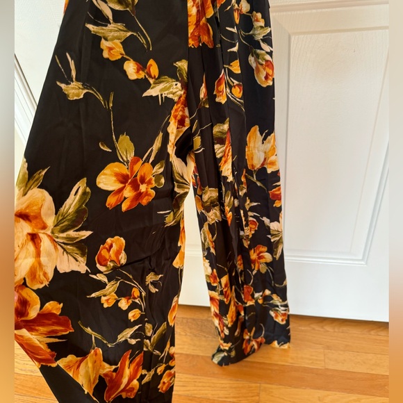 Lulu’s Chic Importance Black Floral Satin Backless Wide Leg Jumpsuit - Picture 9 of 11